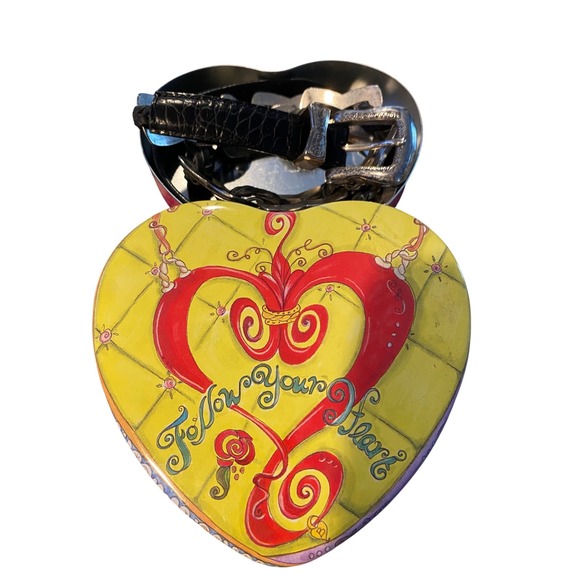 Brighton Accessories - Brighton Black Leather Silver Chain Belt Heart Box Set Womens